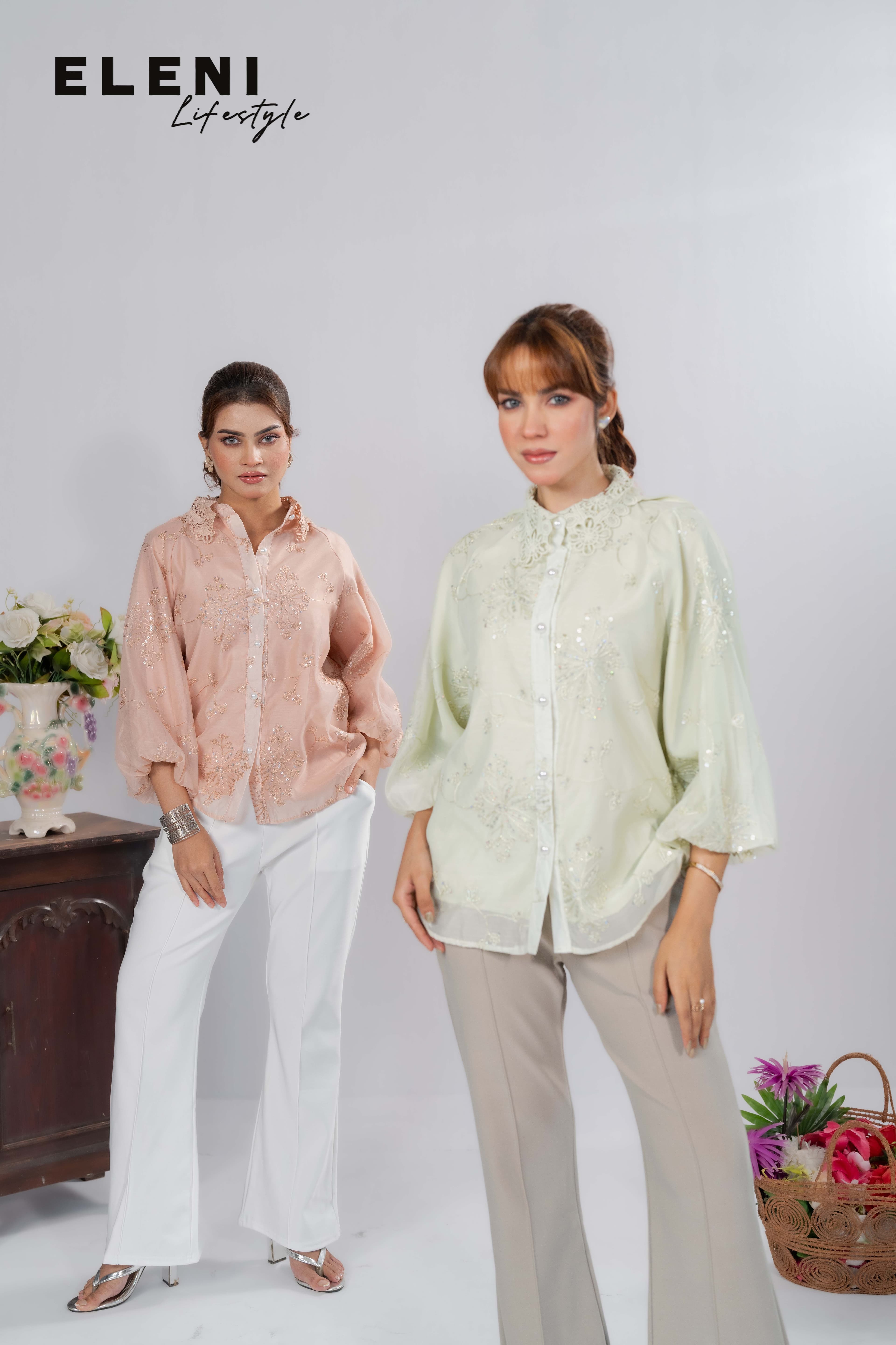 Aurora Sequin Embroidered Organza Shirt